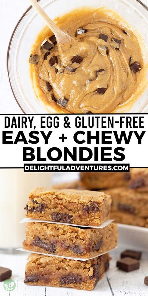 Dairy Free And Nut Free Recipes, Egg Free Sweets, Gluten Free Vegan Blondies, Gluten Dairy Soy Egg Free Desserts, Egg Free Dairy Free Dessert, Quick And Easy Vegan Desserts, Dairy Free Egg Free Desserts, Gluten Free Egg Free Desserts, Gluten Free Dairy Free Dessert Recipes