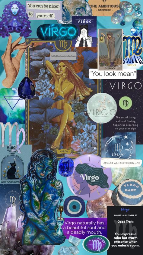 Blue Virgo Shuffle. #virgo #virgoaesthetic #virgomoodboard #virgovibes #healing  #crystals #healing Virgo + Core + Aesthetic, Big Virgo Energy, Virgo Pictures, Virgo Earth Sign, Virgo Energy, Virgo Goddess, Virgo Personality, Virgo Art, Virgo Girl