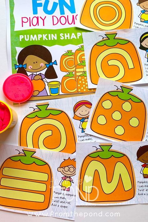 Pumpkin Gross Motor For Toddlers, Halloween Play Dough Mats, Fall Play Doh Mats, Who Stole The Pumpkin From The Pumpkin Patch, Fall Center Activities Preschool, Pumpkin Preschool Activities, Halloween Playdough Mats, Pumpkin Play Dough, Preschool Pumpkins