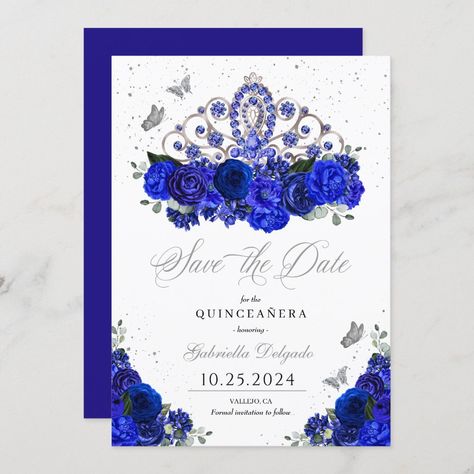 Royal Blue Xv Invitations, Royal Blue And Silver Quinceanera, Royal Blue Charro Quince Invitations, Royal Blue And Gold Quince Invitations, Royal Blue Quince Invitations Template, Royal Blue Quinceanera Theme, Save The Date Quinceanera Ideas Royal Blue, Royal Blue Roses, Blue Quinceanera Theme