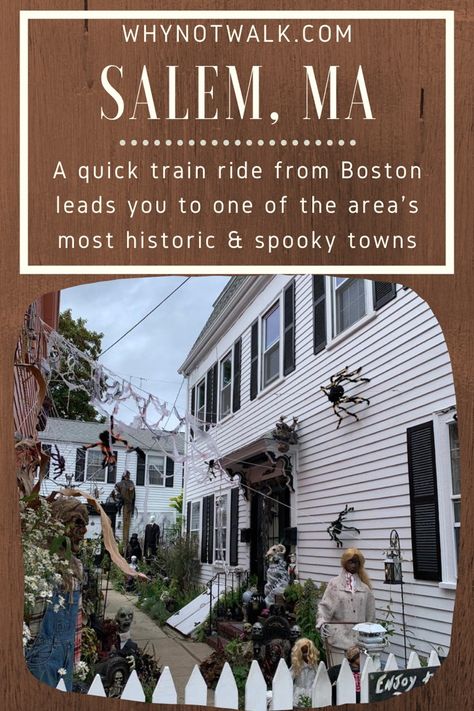 Salem, MA, site of the 1692 Witch Trials and the spooky capital of the U.S., is a must-see on your New England fall visit or as a day trip from Boston. Our guide leads you through all the best things to do on your day-- lunch and snack recommendations, museums, historic architecture, walking tours, and more. Train From Boston To Salem, Self Guided Salem Walking Tour, Salem Fall, Day Trip From Boston, Salem Massachusetts Travel, Salem Trip, Day Trips From Boston, The Salem Witch Trials, Boston Travel Guide