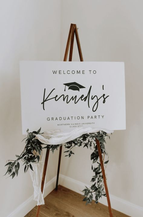 Graduation Party Checklist, Wedding Direction Signs, College Grad Party, Graduation Party Signs, Backyard Graduation Party, Wedding Directions, Senior Graduation Party, Graduation Poster, Welcome Wedding Sign