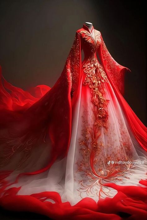 Red Fantasy Dress Queens, Chinese Inspired Dress, Fantasy Dress Queens, Black Prom Dresses Short, Phoenix Wedding Dress, Womens Casual Dresses, Chinese Fancy Dress, Traditional Asian Dress, Dresses Short Prom