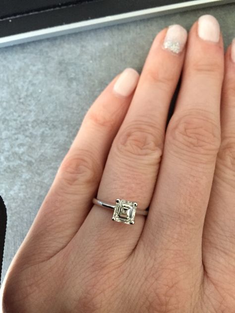 My engagement ring! A gorgeous asscher cut from Ger. Approx 1.5 carats. Love love love it! Engagement Ring 1 Carat, Asscher Engagement Ring, Ring Cuts, Asscher Cut, Engagement Ring Cuts, Love Love Love, Ring Ring, Love Love, 1 Carat