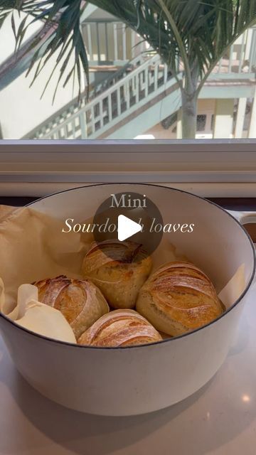 CIERA LEAVITT on Instagram: "Mini sourdough loaves! A love language of mine! They make the perfect gift, the perfect snack to throw in your bag with some spread, the perfect dinner loaves, the perfect personal size, etc!   You can do this with about any sourdough bread recipe! If you are following my recipes, they always make 2 loaves, so technically you can make 8 mini loaves if you want!  After your dough has proofed in the fridge and is ready to bake, cut your proofed loaf into 2 or 4 pieces! Seal up the sides by pinching the dough together, and then score your little loaves!   Place in a Dutch oven pot that was preheated for at least 30min on 500°. Bake on 450° for 18-20min with lid on. Remove lid and continue to bake for 18-20min! (Depending on your size of pot, you may be able to fit Mini Crusty Bread Loaves, Mini Artisan Bread, Mini Artisan Bread Loaves, Bread Making Accessories, Mini Loaf Gift Packaging, Small Sourdough Loaves, Sourdough Bread Mini Loaves, Sourdough Mini Loaf, Mini Sourdough Loaves For Gifts