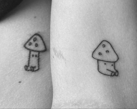 Matching Mushroom Tattoos, Mushroom Tattoo, Sister Tattoo, Mushroom Tattoos, Sibling Tattoos, Matching Tattoo, Nyc Life, Brother And Sister, Matching Tattoos