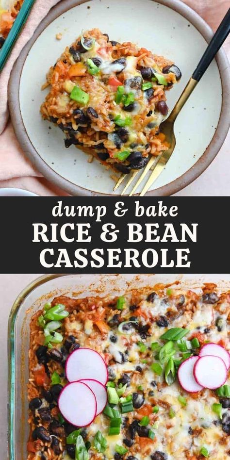 This rice and bean casserole is a dump & bake recipe that features diced sweet potatoes, smoky flavors, and a touch of spice. This is a great vegetarian weeknight meal that makes a lot of food! Rice And Black Bean Casserole, Rice And Bean Casserole, Casserole With Sweet Potatoes, Kidney Stone Diet Recipes, Diced Sweet Potatoes, Easy Vegetarian Casseroles, Black Bean Casserole, Sweet Potato Rice, Dump And Bake