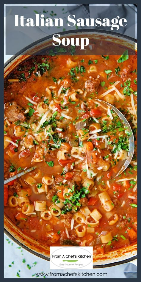 Sausage Vegetable Soup, Italian Soup Recipes, Sausage Soup Recipes, Sausage Stew, Italian Sausage Pasta, Italian Sausage Soup, Italian Sausage Recipes, Homemade Soup Recipe, Italian Soup