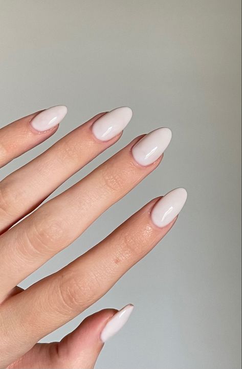 White nails Creme Nails Acrylic Almond, Off White Acrylic Nails Almond, Almond Off White Nails, Neutral Gel Nails Almond, Cream Almond Acrylic Nails, Almond Nails Off White, Almond Marshmallow Nails, Cream White Almond Nails, Cream Color Almond Nails