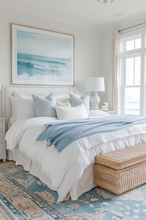 Coastal Teen Bedroom, Costal Bedroom, Nautical Elements, Beach House Bedroom, Coastal Bedroom Decorating, Coastal Room, College Apartment Decor, Beach Room, Coastal Bedrooms