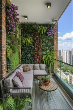 Modern Balcony, Small Balcony Design, Vertical Garden Wall, Small Balcony Decor, Apartment Balcony, Yard Design, Balcony Design, Beautiful Living Rooms, Apartment Balconies