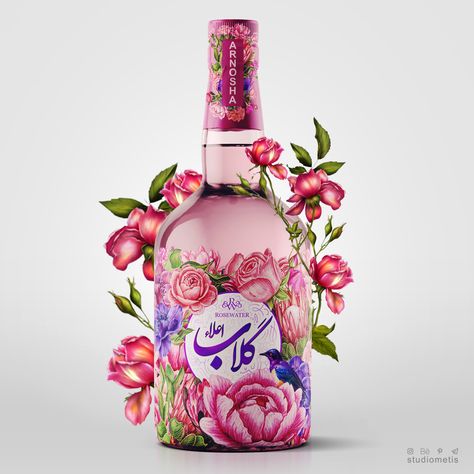 Dried Fruits Packaging, Rose Water Drink, Syrup Labels, Floral Art Arrangements, Water Packaging, Persian Gulf, Fruit Packaging, Bottle Design Packaging, Studio Studio