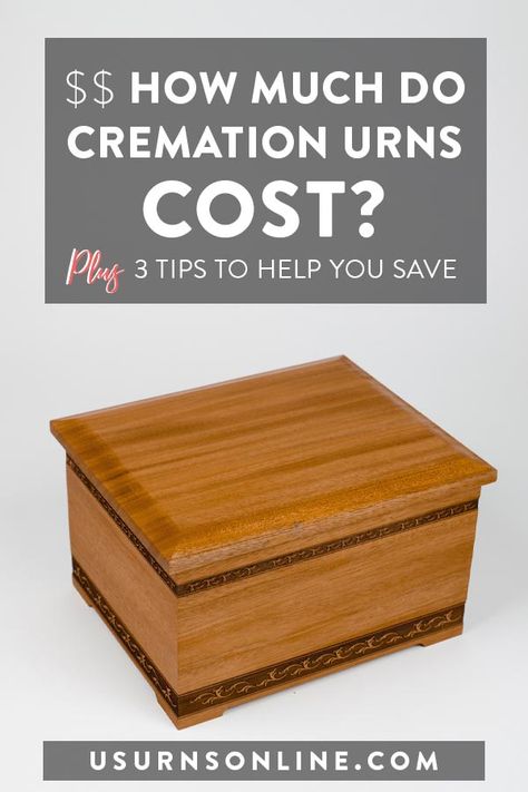 How much do most cremation urns cost? What are some ways to save money on buying an urn for ashes? Learn more about what to expect when shopping for cremation urns, plus some helpful tips on how to save on your funeral expenses while still getting the memorial urn that you want - one that will truly honor your loved one. #cremationurns #urnsforashes #ashesurns #memorialurns #funeralexpenses #funeralcosts #cremation Urn For Ashes, Urn Boxes For Ashes Diy, Urns For Ashes Display At Home, Life Binder Printables, Urn Boxes For Ashes, Diy Wooden Urns For Ashes, Wood Cremation Urns, Small Urns For Ashes, Companion Urns