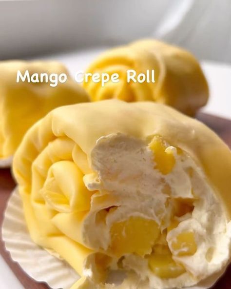 Mango Crepe, Posts On Instagram, Friends Food, Crepe Recipes, Sweet Recipes Desserts, Yummy Comfort Food, Breakfast Menu, Sweet Snacks Recipes, Roll Cake