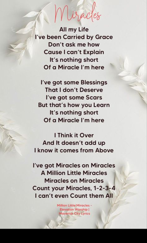 Million Little Miracles – Elevation Worship | Maverick City Lyrics More Than Able Elevation Worship Lyrics, Praise Elevation Worship Lyrics, Same God Elevation Worship Lyrics, Elevation Worship Quotes, Maverick City Music Quotes, Elevation Worship Lyrics Wallpaper, Maverick City Music Lyrics, Christian Song Lyrics Quotes, Elevation Worship Lyrics