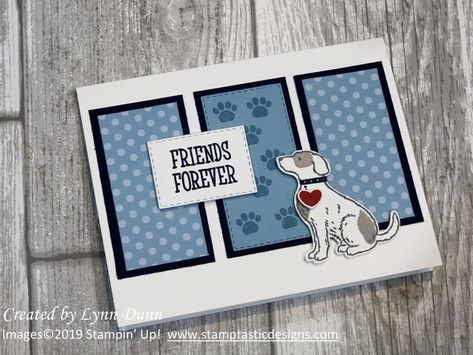 Panel Cards - Stampin Up Happy Tails Cards With Dogs, Dog Cards Handmade, Panel Cards, Simple Card Designs, Pet Sympathy Cards, Tags Diy, Birthday Card Craft, Gift Tags Diy, Birthday Crafts