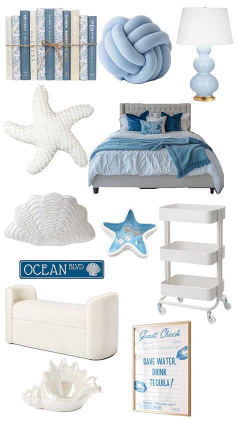 White Gold Room, Surf Room Decor, Coastal Room Decor, Ocean Room Decor, Summer Room Decor, Beachy Room Decor, Beach Room Decor, Ideas Habitaciones, Room Organization Bedroom