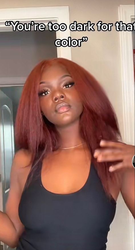 350 Natural Hair Color, Bronze Copper Hair Color On Black Women, Copper And Chocolate Hair, Dye Colours For Dark Skin, Fall Curly Hair Color Black Women, Hair Color On Dark Skin Black Women, Dark Skin Hair Dye Ideas, Copper Brown Hair Dark Skin, Dark Skin Dyed Natural Hair