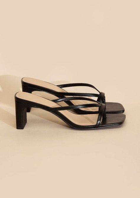 Sara Clothes, Mini Heels, Small Heels, Strappy Mules, Mule Heels, Chic Sandals, China Style, Elevated Style, Black Sandals Heels