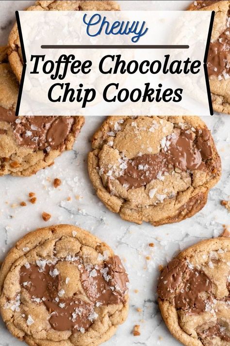 Marble Cookies Recipe, Toffee Chocolate Chip Cookies, Recipe Using Milk, Chewy Toffee, Toffee Chocolate, Milk Chocolate Chip Cookies, Toffee Chips, Toffee Recipe, Toffee Cookies