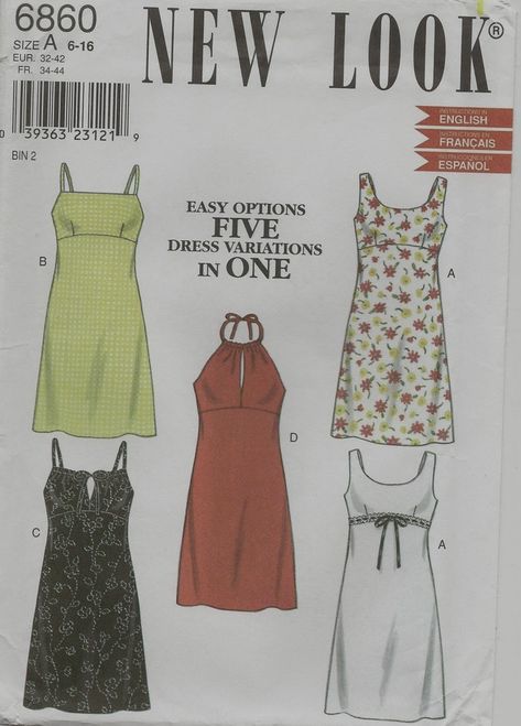 Sleeveless Dress Pattern, New Look Patterns, Patron Vintage, Robes Vintage, Easy To Sew, Retro Mode, Diy Sewing Clothes, Clothes Sewing Patterns, Fashion Sewing Pattern