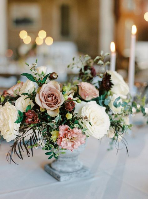 Italian-Themed Wedding at Fairmont Banff Springs in Canada Italian Wedding Centerpieces, Dutch Masters Flowers, Wedding Centerpieces Floral Arrangements, Wedding Flower Colors, Romantic Wedding Florals, Wedding Centerpieces Floral, Brides Wedding Bouquets, Centerpiece Inspiration, Realistic Wedding