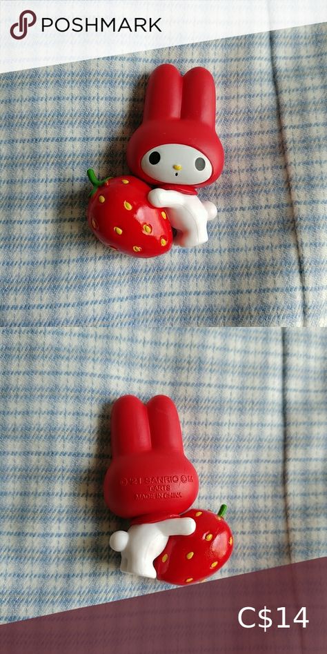 Sanrio My Melody mini vinyl figure - Strawberry Sanrio Mini Figures, My Melody Clay Art, Polymer Clay Sanrio, Sanrio Clay Ideas, Hello Kitty Clay Art, Sanrio Clay Art, My Melody Clay, Clay Mini Figures, Mini Clay Figures