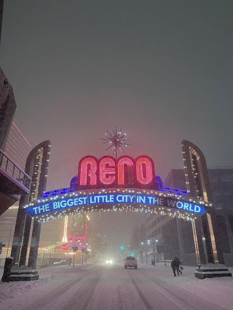 Reno snow Nevada Reno Nevada, Reno Nv, Hotel Interiors, City Aesthetic, Nevada, Reno, Brooklyn, Mood Board, Christmas