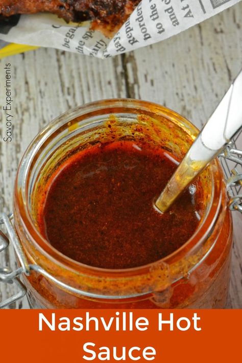 Nashville Hot Sauce Recipe, Nashville Hot Sauce, Chicken Nashville, Nashville Hot Chicken Recipe, Hot Chicken Recipe, Hot Sauce Recipe, Wing Sauce Recipes, Homemade Hot Sauce, Nashville Hot Chicken