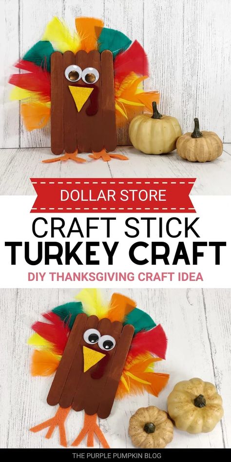 This Craft Stick Turkey Craft is an inexpensive and fun Thanksgiving activity for kids. Using a few simple craft supplies, you can turn plain popsicle sticks into a colorful flock of turkeys! Popsicle Thanksgiving Craft, Craft Stick Turkey, Thanksgiving Crafts With Popsicle Sticks For Kids, Thanksgiving Crafts Popsicle Sticks, Thanksgiving Crafts With Popsicle Sticks, Popsicle Stick Turkey Craft, Turkey Popsicle Stick Craft, Popsicle Stick Crafts Thanksgiving, Thanksgiving Popsicle Stick Crafts