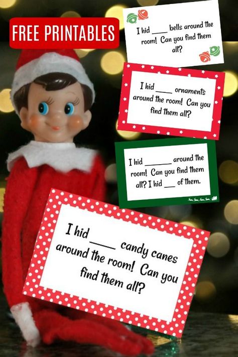 Need a quick and easy DIY activity for your elf on the shelf? Hide some candy canes, ornaments, bells or an item of your choosing and challenge the kids to a scavenger hunt! Grab these free printables for a fun elf game (or three). Happy hunting! #printable #elfontheshelf #mamacheaps Candy Cane Hunt Printable, Elf On Shelf Candy Cane Scavenger Hunt, Elf Candy Cane Hunt Free Printable, Elf On The Shelf Candy Cane Hunt, Elf Candy Cane Hunt, Elf Hiding Candy Canes, Candy Cane Scavenger Hunt Free Printable, Elf On The Shelf Scavenger Hunt Free, Elf Scavenger Hunt Printable