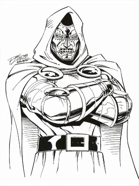 Dr. Doom by Ron Lim Doom Drawing, Doctor Doom Art, Doctor Doom Marvel, Catwoman Comic, Comic Art Sketch, Warrior Drawing, Dr Doom, Doctor Doom, Comic Book Drawing