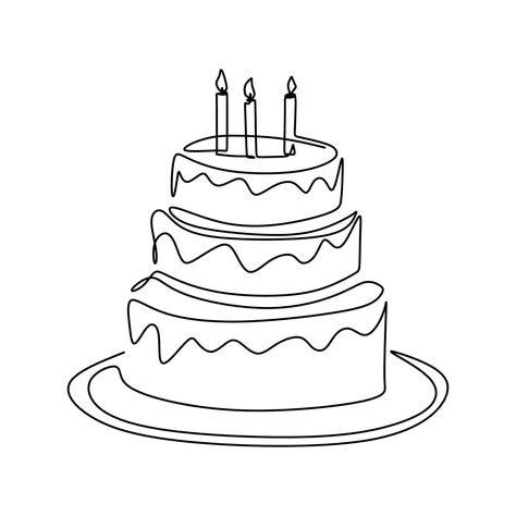 Drawing Of Birthday Cake, Birthday Cake Illustration, Cake Icon, White Birthday Cakes, Candle Drawing, Candles Birthday, Cake Vector, Cake Drawing, Minimal Drawings