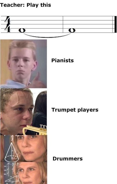 Piano Memes, Orchestra Humor, Musician Memes, Musician Jokes, Musical Jokes, Low Iq, Musician Humor, Marching Band Humor, Band Jokes