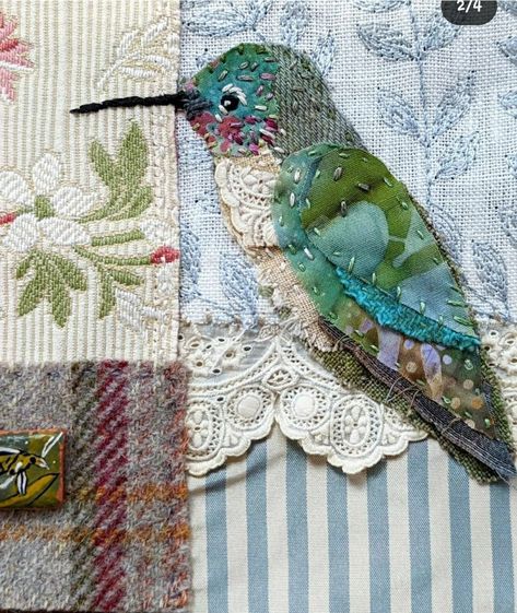 Basic Hand Embroidery Stitches, Applique Art, Scrap Fabric Crafts, Textile Art Embroidery, Fabric Cards, Bird Quilt, Fabric Journals, Fabric Pictures, Bird Embroidery