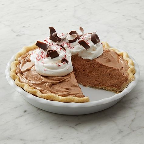 Peppermint French Silk Pie Recipe - Kroger Easy French Silk Pie Recipe Pudding, Chocolate Silk Pie Recipe Easy, Baked Chocolate Pie Recipe Old Fashioned, No Bake French Silk Pie, French Silk Pie No Eggs, Silk Pie Recipe, French Silk Pie, Silk Pie, Pie Shop