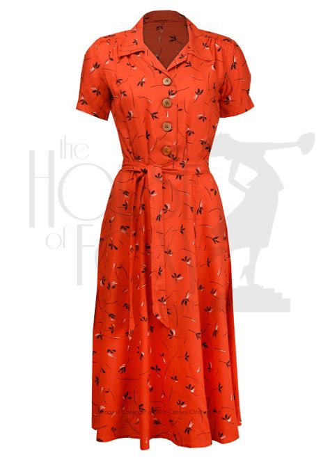 1940s Shirt Dress - vintage rayon Fitted Spring Vintage Dress Button-up, 19402 Dress, 1940s Day Dress, 1940s Long Sleeve Dress, 1940 Shirtdress, Wwii Fashion, Fashion 40s, Dresses 40s, Lindy Hop