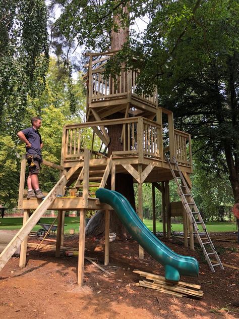 A treehouse is great for the kids (and big kids!) on many levels...quite literally in this case... Do you have a treehouse design in mind? Get in touch with Mr Treehouse today and turn your dreams into a reality: 🌐 mrtreehouse.co.uk/ 📞 01590 677449 💻 richard@mrtreehouse.co.uk . . . . #treehouse #treehouses #zipwire #zipwires #zipline #treehousedreams #treehousemasters #treehouselife #treehousekids #treehouselove #treehousetime #customtreehousedesigns #creatingmemories #inspiringdreams #dr Tree House Designs For Kids, Tree House Playground, Custom Treehouse, Treehouse Design, Outside Playground, Treehouse Ideas, Simple Tree House, Backyard Fort, Outdoor Improvements