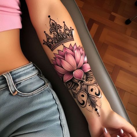 15 Spiritual and Symbolic Lotus Flower Tattoo Ideas to Represent Growth and Renewal 10 Spiritual Tattoo Ideas For Women, Lotus Flower Sleeve Tattoo For Women, Self Growth Tattoos For Women, Lotus Flower Tattoo Neck, Arm Lotus Tattoo, Spiritual Lotus Tattoo, Lotus Flower Cover Up Tattoo, Floral Hand Tattoos For Women, Colored Mandala Tattoo