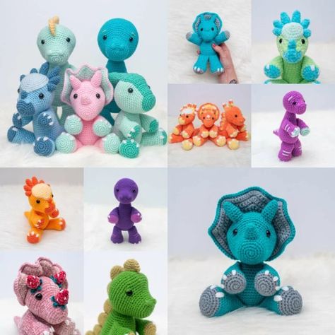 Dinosaurs - Nicole Chase: Free Crochet Patterns for Beginners Crocheted Dinosaurs, Crochet A Dinosaur, Dinosaur Free Pattern, Cutest Amigurumi, Nicole Chase, Crochet Pattern Dinosaur, Crocheted Cow, Crochet Dinosaurs, Dinosaur Patterns