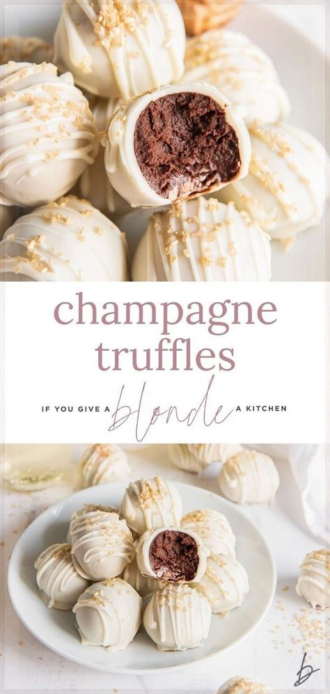 Truffle Recipe Easy, Champagne Recipe, Sweet Champagne, Easy Treats To Make, Easy Truffles, Champagne Truffles, Chocolate Melting Wafers, Truffles Recipe, Easy Treat