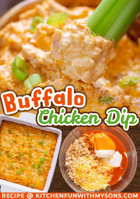 This Baked Buffalo Chicken Dip recipe is loaded with shredded chicken, buffalo sauce, ranch dressing, and cheese for an addictive, irresistible dip. Ready with just 5 ingredients and 5 minutes of prep! #gamedayrecipes #diprecipes #appetizers Chicken Dips Crockpot, Buffalo Chicken Dip Oven, Crockpot Buffalo Chicken Dip, Spicy Buffalo Chicken Dip, Easy Buffalo Chicken Dip, Slow Cooker Dips, Chicken Wing Dip, Buffalo Chicken Nachos, Dip Recipes Hot