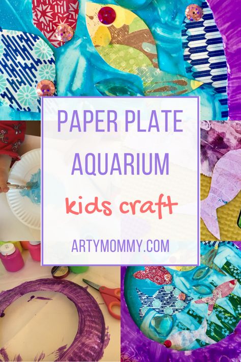 PAPER PLATE AQUARIUM: Come Swim Under the Sea with Me! – ARTY MOMMY: These paper plate aquariums are perfect for an ocean-themed lesson, party or beach vacation activity. Two painted paper plates, paper collage fish, gemstones and embellishments and you're set! Teach your kids about ocean life or fish identification with this craft. Aquarium For Kids, Aquarium Craft, Paper Plate Crafts For Kids, Kidz Bop, Vacation Activities, Group Project, Paper Plate Crafts, Baby Diy, Paper Crafts For Kids