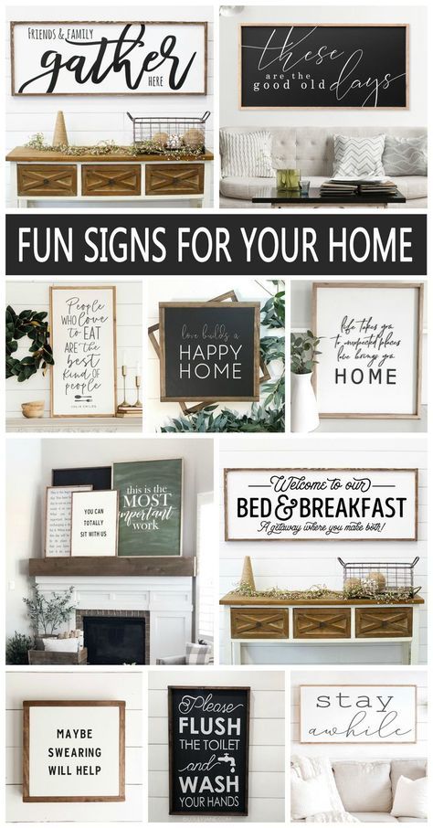 Fun Wood Signs for your Home! Love the look of homemade wood signs as part of my home decor. Sayings On Wood Signs, Svg For Wood Signs, Decorative Signs For The Home, Housewarming Signs Diy, Home Decor With Cricut, Kitchen Cricut Ideas, Wooden Signs With Sayings Quotes, Inspirational Signs For The Home, Signs Made With Cricut