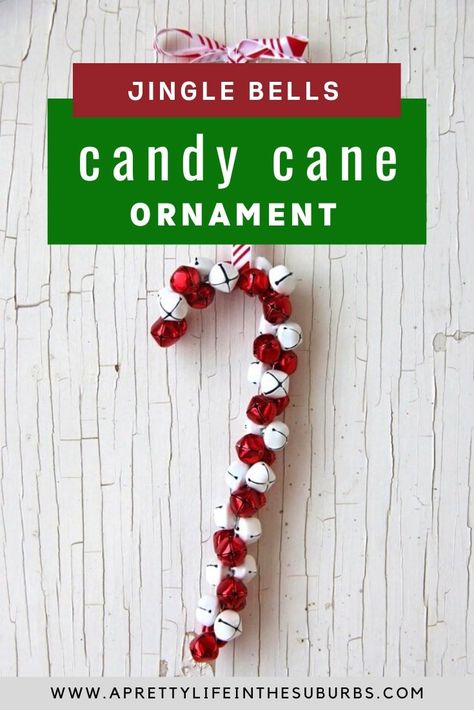 Bell Ornaments Diy, Jingle Bell Ornaments, Jingle Bell Crafts, Diy Candy Cane, Childrens Christmas Crafts, Ornaments Diy Kids, Beaded Ornaments Diy, Advent Crafts, Candy Cane Crafts