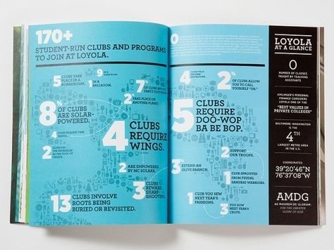 Graphic-ExchanGE - a selection of graphic projects #print #infographic #magazine Viewbook Design, Stats Design, Magazine Examples, College Brochure, University Marketing, Number Font, Magazine Layout Inspiration, Contents Layout, Info Graphics