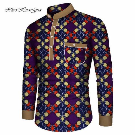 African Print Shirt, African Wear Styles For Men, Latest African Men Fashion, African Dresses Men, African Shirts For Men, Casual Shorts Men, Mens Fashion Sweaters, African Clothing For Men, African Shirts