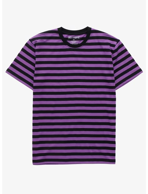 Purple & Black Stripe T-Shirt Striped Shirt Outfits, Purple Shirt Outfit, Purple Shirt Outfits, Outfits With Striped Shirts, Stripe T Shirt, Purple Shirt, Sweaters And Jeans, Dream Clothes, Striped Tee