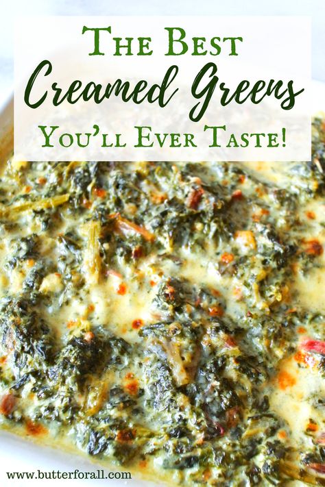 Creamy Kale Recipes, Creamed Kale And Spinach Recipes, Creamed Swiss Chard Recipes, Keto Collard Greens Recipe, Creamed Collard Greens Recipe, Creamed Spinach And Kale, Creamed Collard Greens, Creamed Beets Recipe, Boiled Kale Recipes