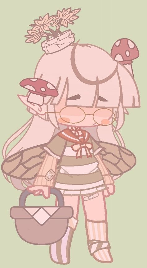 Cottagecore Gacha Outfits, Basil Ideas, Mushroom Outfit, Oc Drawings, Club Hairstyles, Oc Gacha, Club Outfit Ideas, Club Ideas, Gacha Ideas